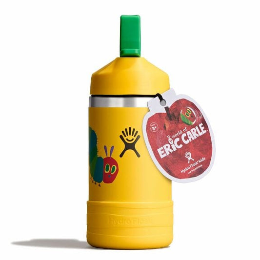 kids-12-oz-bottle-world-of-eric-carletm-o3 le26-w12-1000-kids-12-oz-wide-straw-cap-and-boot-yellow-caterpillar-straight-lid-open-withtag.jpg